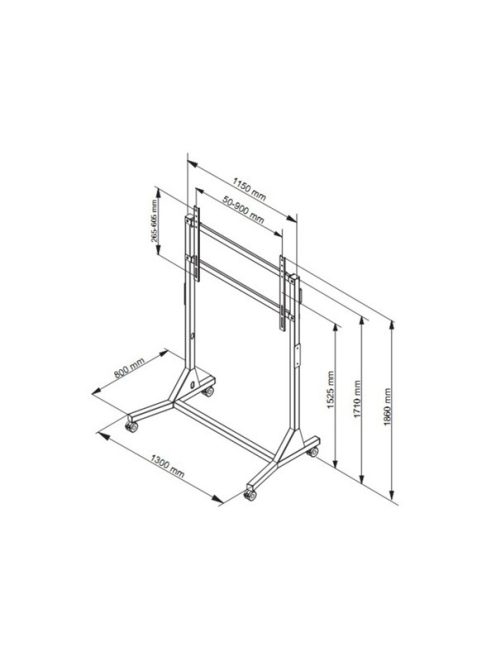 MULTIBRACKETS Gurulós padlóállvány, M Manual Floorstand 130Kg White SD (55-110", max.VESA: 900x600 mm)