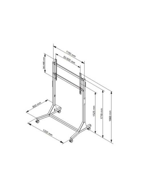 MULTIBRACKETS Gurulós padlóállvány, M Manual Floorstand 130Kg Black SD (55-110", max.VESA: 900x600 mm)