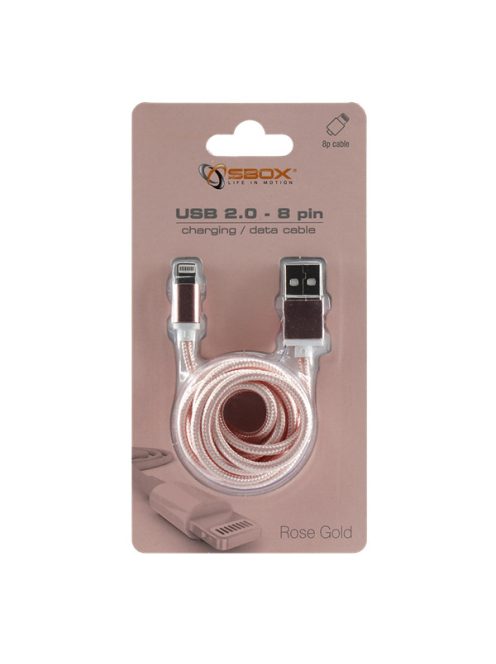 SBOX Kábel, CABLE USB A Male -> 8-pin iPh Male 1.5 m Rose gold - Blister