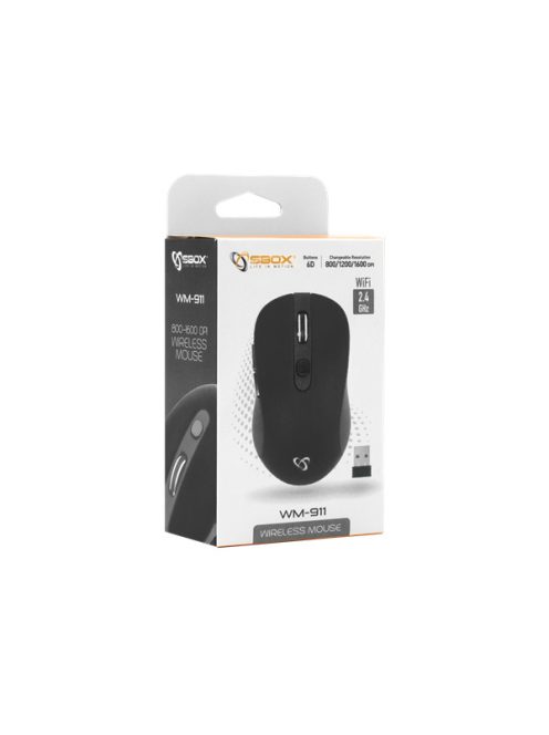 SBOX Egér, WIRELESS MOUSE, Black