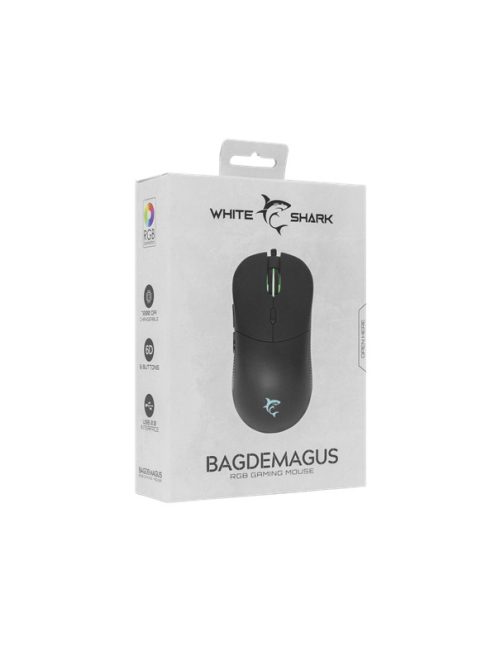 WHITE SHARK BAGDEMAGUS-B, GM-5010B gamer egér, 6D, fekete, 7200 dpi, RGB