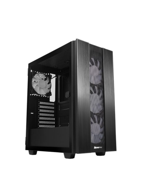 CHIEFTEC Ház Gaming Hunter2 GS-02B-OP ATX, RGB Vezérlővel, 4xRGB Ventillátor, Tápegység nélkül, Fekete