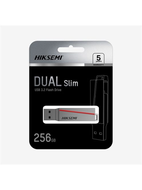 HIKSEMI Pendrive 16GB E307C U3 "Dual Slim" USB 3.2/Type-C, Szürke (HIKVISION)