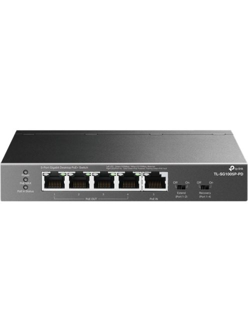 TP-LINK Switch 5x1000Mbps(1xPOE++/4xPOE+) Fémházas, TL-SG1005P-PD