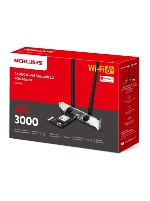 MERCUSYS Wireless Adapter PCI-Express 5.2 Dual Band AX3000 Wifi 6 Bluetooth, MA80XE