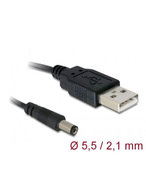 DELOCK Tápkábel USB > DC 5.5 x 2.1mm male 1m