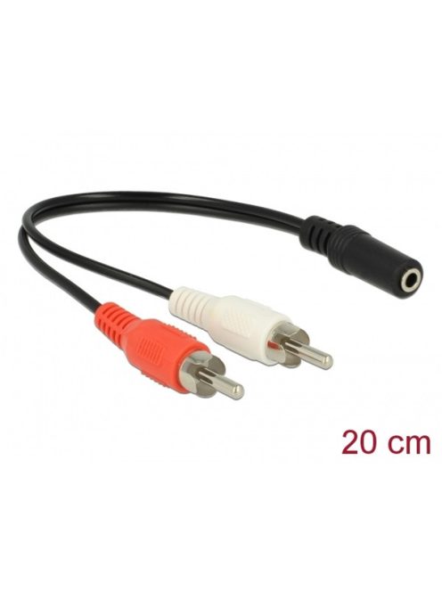 DELOCK kábel Audio 2x RCA male > 1x 3.5mm 3 pin Stereo jack 20cm