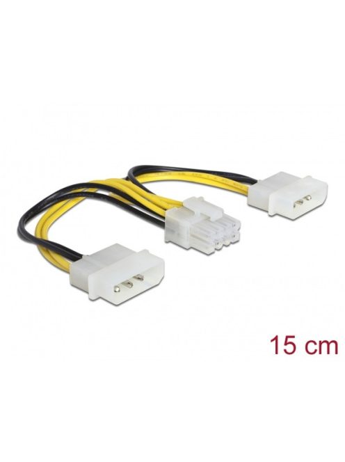 DELOCK Tápkábel 2x 4 pin Molex male > 8 pin EPS male 15cm