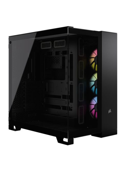 CORSAIR Ház iCUE LINK 6500X RGB, 3x iCUE LINK RX120 RGB Ventilátor, Tápegység nélkül, Edzett Üveg, fekete