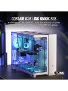 CORSAIR Ház iCUE LINK 6500X RGB, 3x iCUE LINK RX120 RGB Ventilátor, Tápegység nélkül, Edzett Üveg, fehér