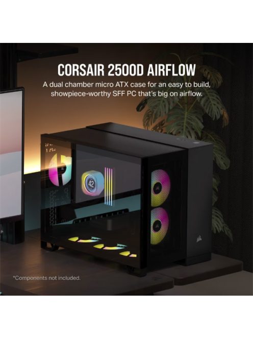 CORSAIR Ház 2500D AIRFLOW, Tápegység nélkül, Edzett Üveg, fekete