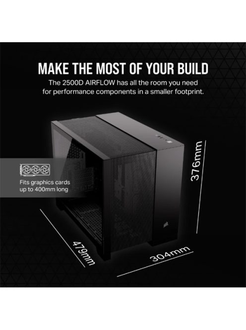 CORSAIR Ház 2500D AIRFLOW, Tápegység nélkül, Edzett Üveg, fekete