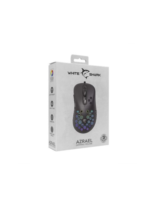 WHITE SHARK AZRAEL-B, GM-5013B gamer egér,6D, fekete, 7200 dpi, RGB