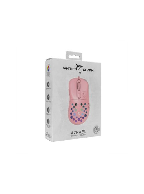 White Shark AZRAEL-P, GM-5013P gamer egér,6D, pink, 7200 dpi, RGB