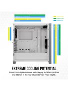 CORSAIR Ház 4000D AIRFLOW, Tápegység nélkül, Edzett Üveg, fehér