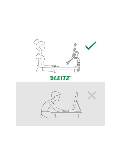 LEITZ, Ergo Dual helytakarékos monitor- és laptopkar, sötétszürke