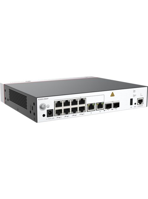 Huawei eKit Vezeték Nélküli Access Kontroller 10x1000Mbps + 2x10GE (SFP+) + 1konzol port, max 256 AP - AC650-256AP