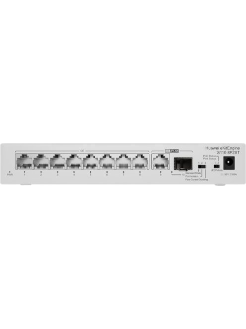 Huawei eKit Switch 8x1000Mbps (124W POE+) + 1x1000Mbps Uplink + 1x1GE (SFP), Nem menedzselhető, Asztali - S110-8P2ST