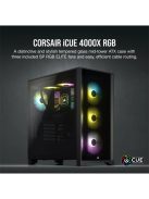 CORSAIR Ház iCUE 4000X RGB, 3x12mm RGB Ventillátorral, Tápegység nélkül, Edzett Üveg, fekete