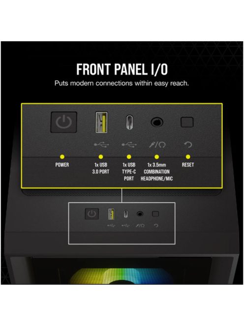 CORSAIR Ház iCUE 4000X RGB, 3x12mm RGB Ventillátorral, Tápegység nélkül, Edzett Üveg, fekete
