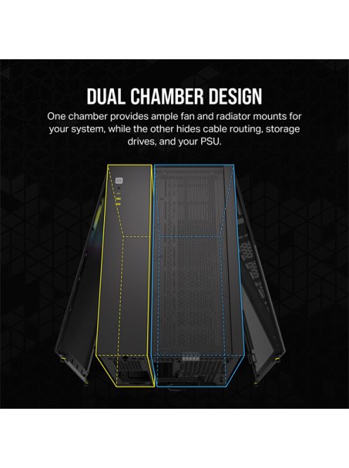 CORSAIR Ház iCUE LINK 2500X RGB, 2x RX120 RGB Ventilátor, Tápegység nélkül, Edzett Üveg, fekete