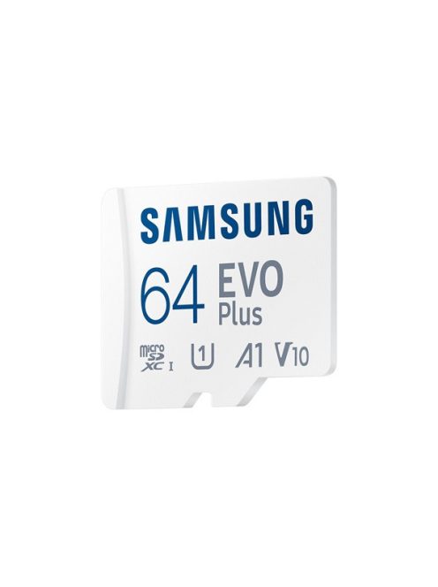 SAMSUNG Memóriakártya, EVO Plus microSDXC kártya, 64GB, UHS-I, U1, V10, A1, + SD Adapter, R160/W