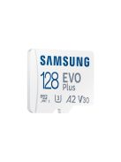 SAMSUNG Memóriakártya, EVO Plus microSDXC kártya ,128GB, UHS-1, U3, V30, A2, + SD Adapter, R160/W