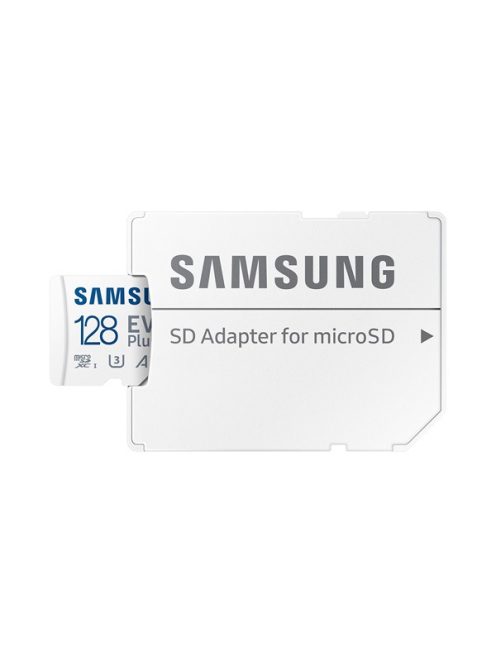 SAMSUNG Memóriakártya, EVO Plus microSDXC kártya ,128GB, UHS-1, U3, V30, A2, + SD Adapter, R160/W