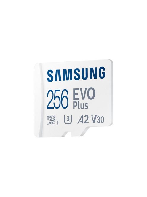 SAMSUNG Memóriakártya, EVO Plus microSD kártya (2021) 256GB, CLASS 10, UHS-1, U3, V30, A2, + Adapter, R160/W