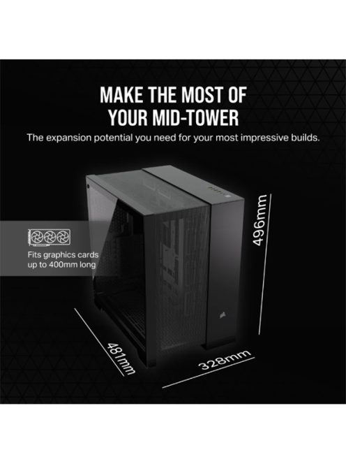 CORSAIR Ház 6500D AIRFLOW Dual Chamber, Tápegység nélkül, Edzett Üveg, fekete