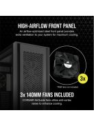 CORSAIR Ház 7000D AIRFLOW, 3x140mm Ventillátorral, Tápegység nélkül, Edzett Üveg, fekete