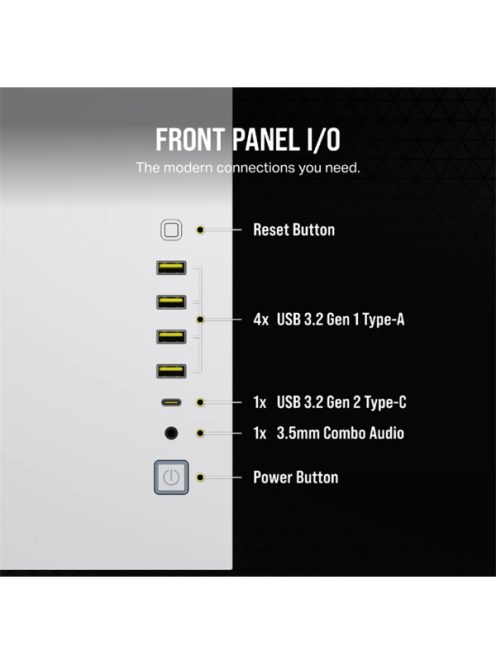 CORSAIR Ház 6500D AIRFLOW Dual Chamber, Tápegység nélkül, Edzett Üveg, fehér