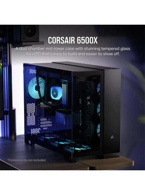 CORSAIR Ház 6500X Dual Chamber, Tápegység nélkül, Edzett Üveg, fekete