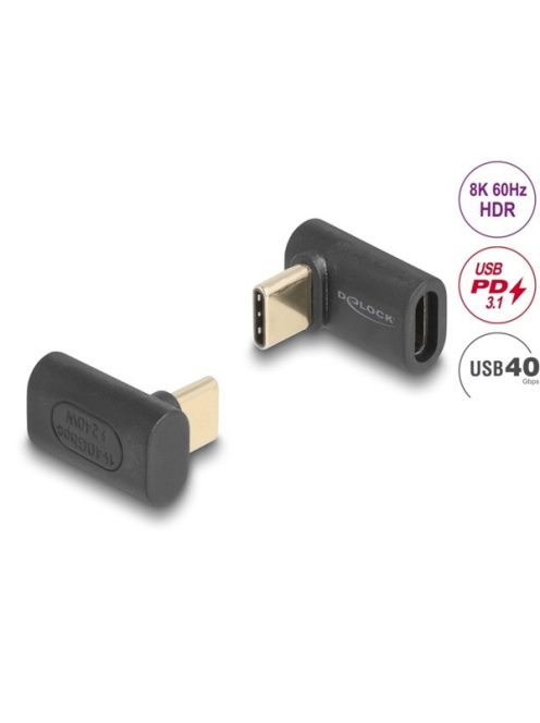 DELOCK Átalakító USB 40 Gbps Type-C male > female PD 3.1 240W 90 fokos 8K 60Hz