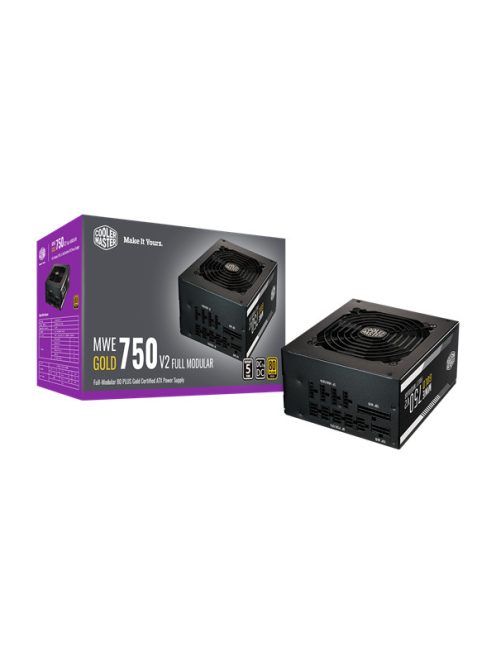 COOLER MASTER Tápegység Moduáris MWE GOLD 750 V2 ATX 3.0 READY, 750W, 12cm, 80+ Gold