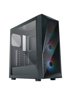   COOLER MASTER Ház, Mid Tower ATX CMP 520, 3x ARGB Ventilátor +HUB, Tápegység nélkül, Üvegfalú, fekete