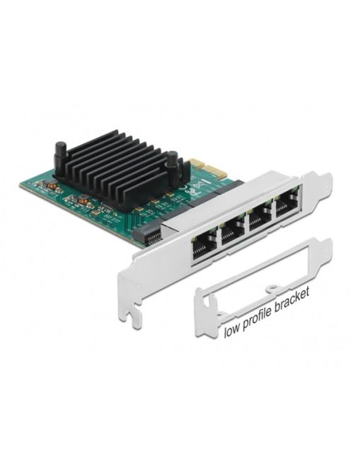 DELOCK PCI-E x1 Bővítőkártya > 4x RJ45 Gigabit LAN RTL8111