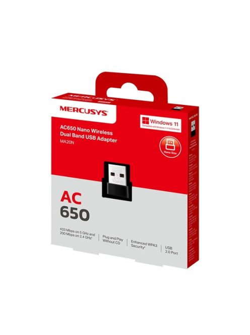 MERCUSYS Wireless Adapter USB Dual Band AC650, MA20N