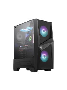   MSI Ház Midi ATX FORGE 100R, 2xARGB ventilátor, Tápegység nélkül, üvegfalú, fekete