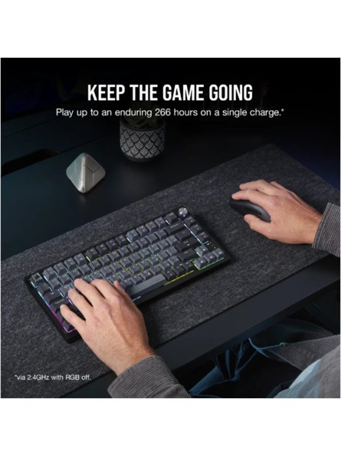 CORSAIR Vezeték Nélküli Billentyűzet Gaming, K65 PLUS 75%, Mechanikus, MLX Red switch, US, fekete