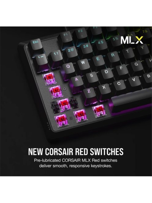 CORSAIR Vezetékes Billentyűzet Gaming, K70 CORE RGB, Mechanikus, MLX Red switch, 104 gombos, US, fekete