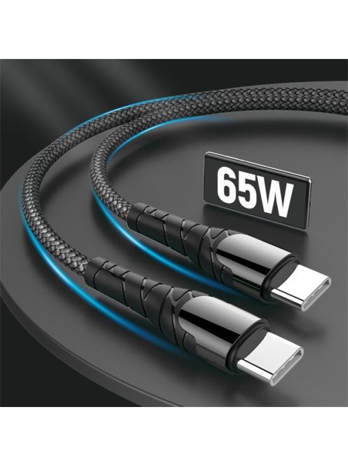 COLORWAY Kábel, Type-C - Type-C (PD Fast Charging 65W) 3.0A 1m gray (CW-CBPDCC040-GR)