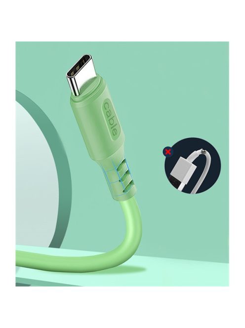 COLORWAY Kábel, USB to Type-C cable (soft silicone) 2.4A 1m green (CW-CBUC042-GR)