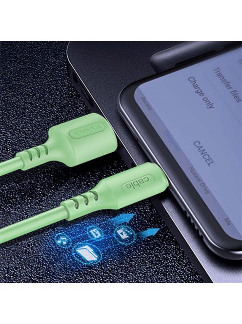 COLORWAY Kábel, USB to Type-C cable (soft silicone) 2.4A 1m green (CW-CBUC042-GR)