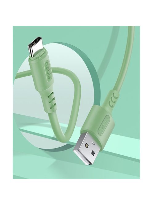 COLORWAY Kábel, USB to Type-C cable (soft silicone) 2.4A 1m green (CW-CBUC042-GR)