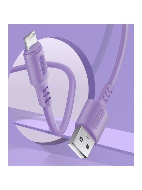 COLORWAY Kábel, USB - Apple Lightning (soft silicone) 2.4A 1m lila (CW-CBUL044-PU)