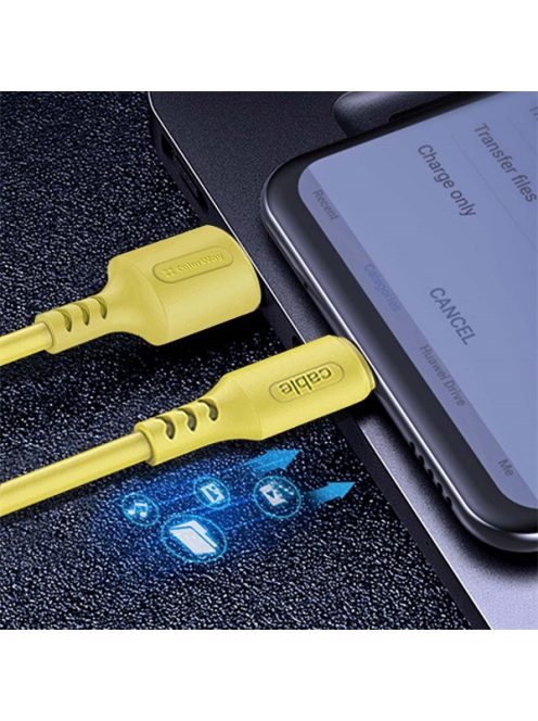 COLORWAY Kábel, USB - Apple Lightning (soft silicone) 2.4A 1m sárga (CW-CBUL043-Y)