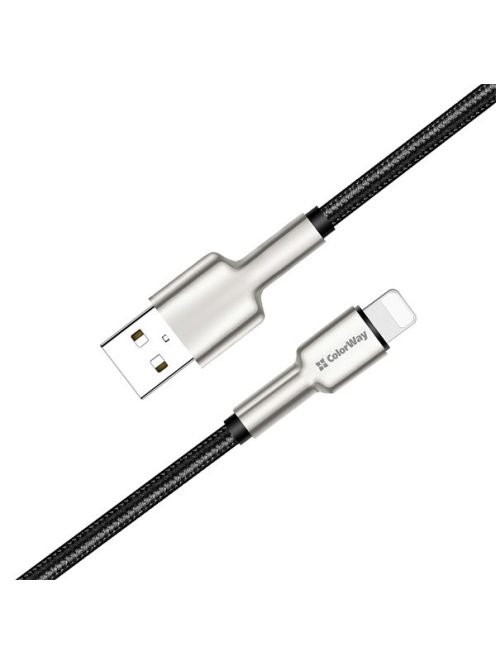 COLORWAY Kábel, USB - Apple Lightning (head metal) 2.4A 1m black (CW-CBUL046-BK)