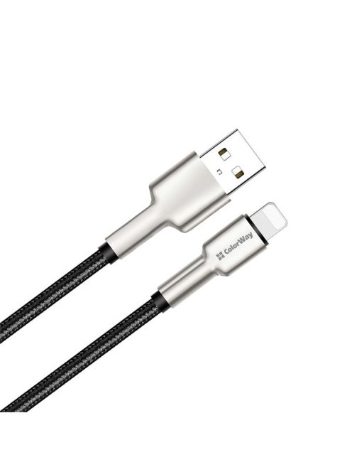 COLORWAY Kábel, USB - Apple Lightning (head metal) 2.4A 1m black (CW-CBUL046-BK)