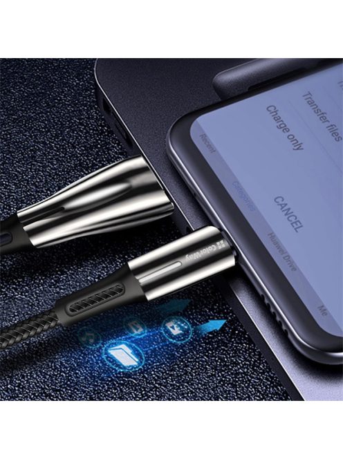 COLORWAY Kábel, USB - Apple Lightning (zinc alloy + led) 2.4A 1m black (CW-CBUL035-BK)